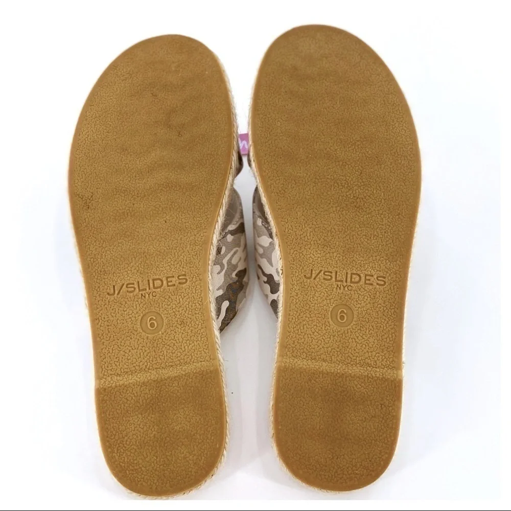 J/Slides Reva Camo Espadrille Sandal Leather Sz 6